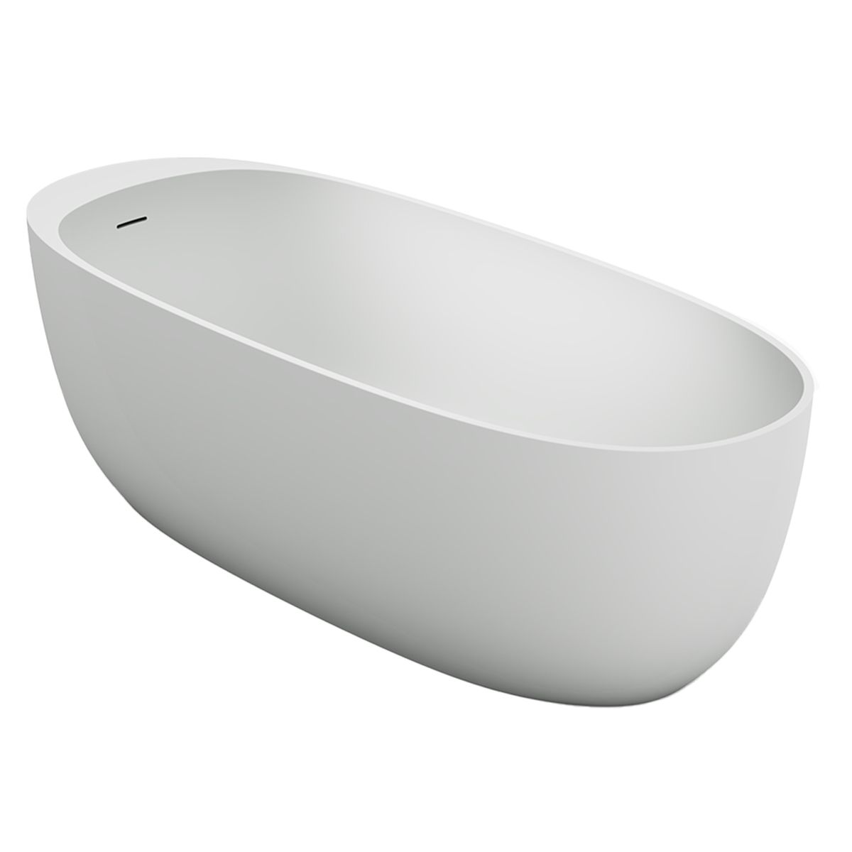 Freistehende Badewanne, Mineralkomposit, inklusive weißem Ventil, glänzend Weiß, 184x76 cm, Giulia