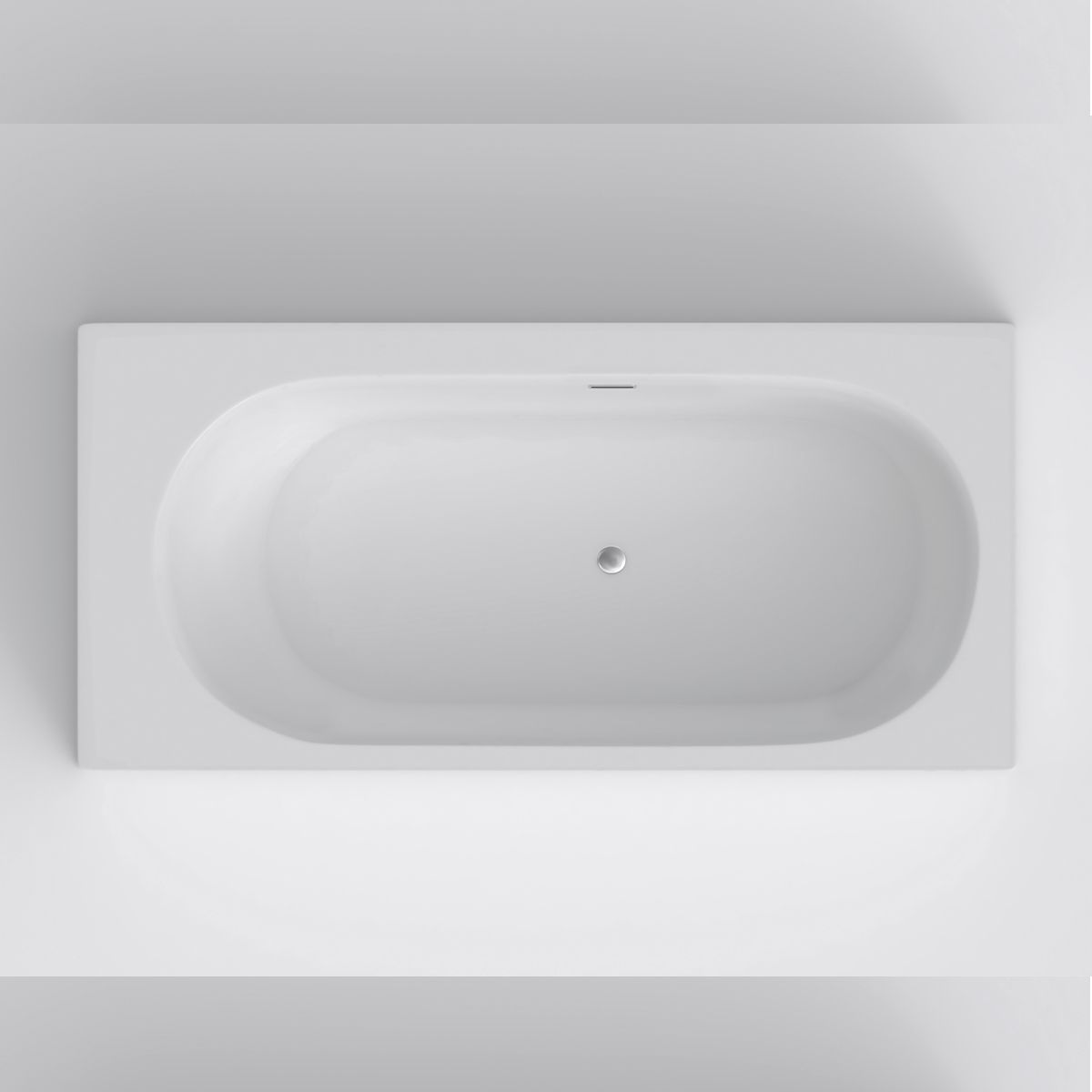 Freistehende Badewanne, Mineralkomposit, inklusive Ventil, glänzend Weiß, 180x86 cm, Anda