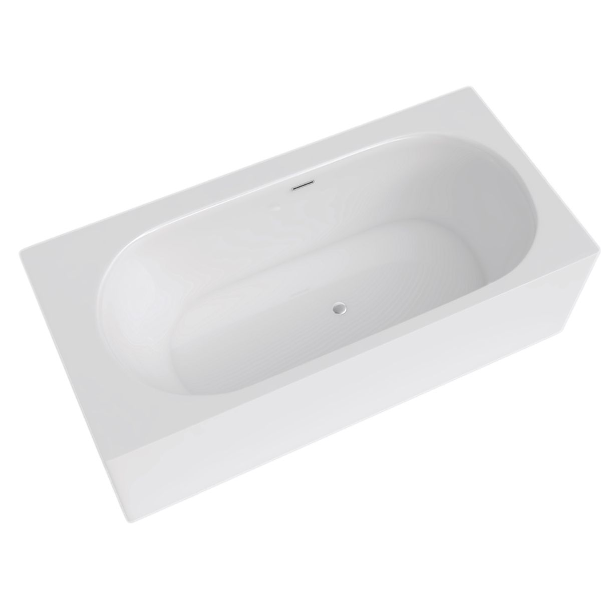 Freistehende Badewanne, Mineralkomposit, inklusive Ventil, glänzend Weiß, 180x86 cm, Anda