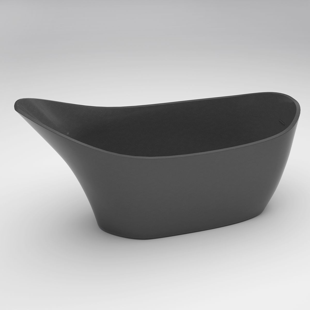 Freistehende Badewanne, Mineralkomposit, inklusive schwarzem Ventil, Mattschwarz, 172x74 cm, Evelin