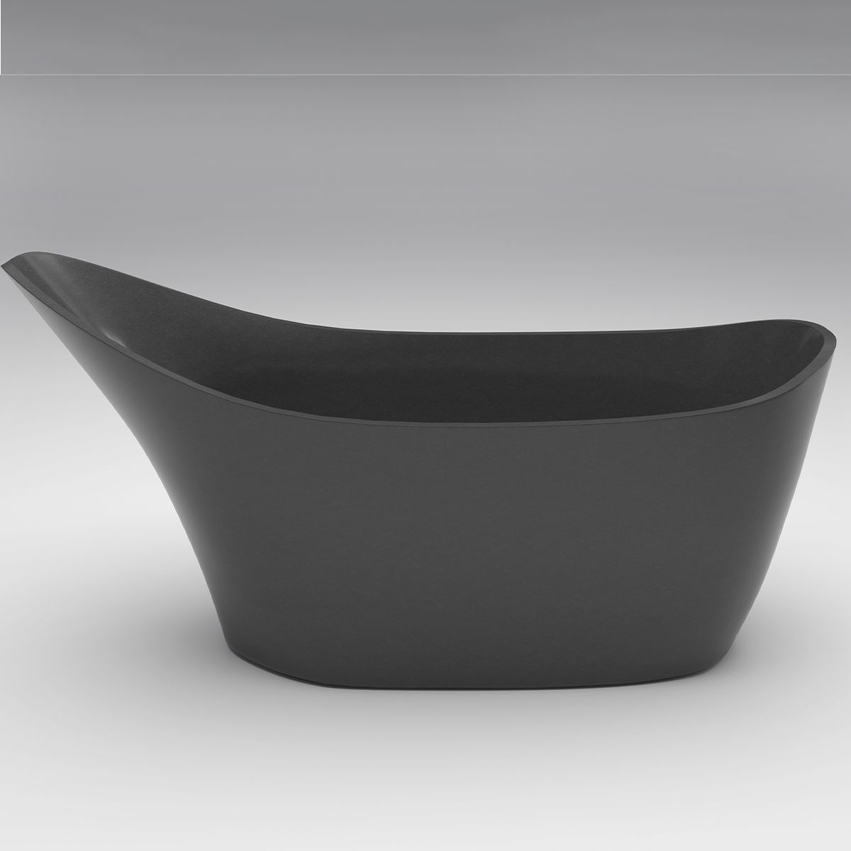 Freistehende Badewanne, Mineralkomposit, inklusive schwarzem Ventil, Mattschwarz, 172x74 cm, Evelin