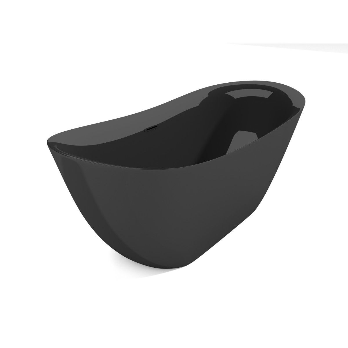 Badewanne Kevin, Sanitäracryl, Schwarz glänzend innen und außen, 170 cm, wärmeisolierend, freistehend