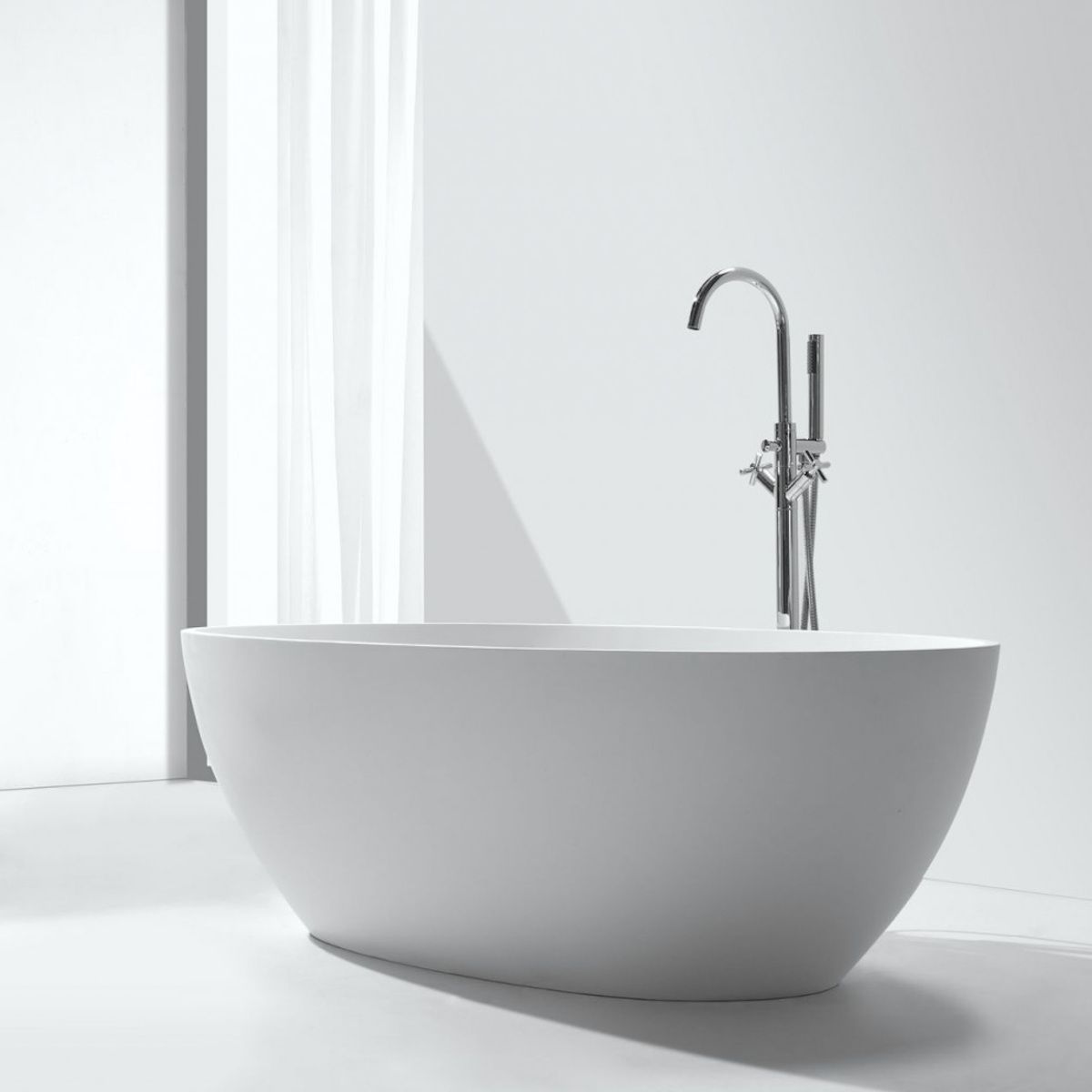 Badewanne Lulu, Coroian-Verbundstoff, Weiß, 170 oder 180 cm, Wärmedämmung, freistehend