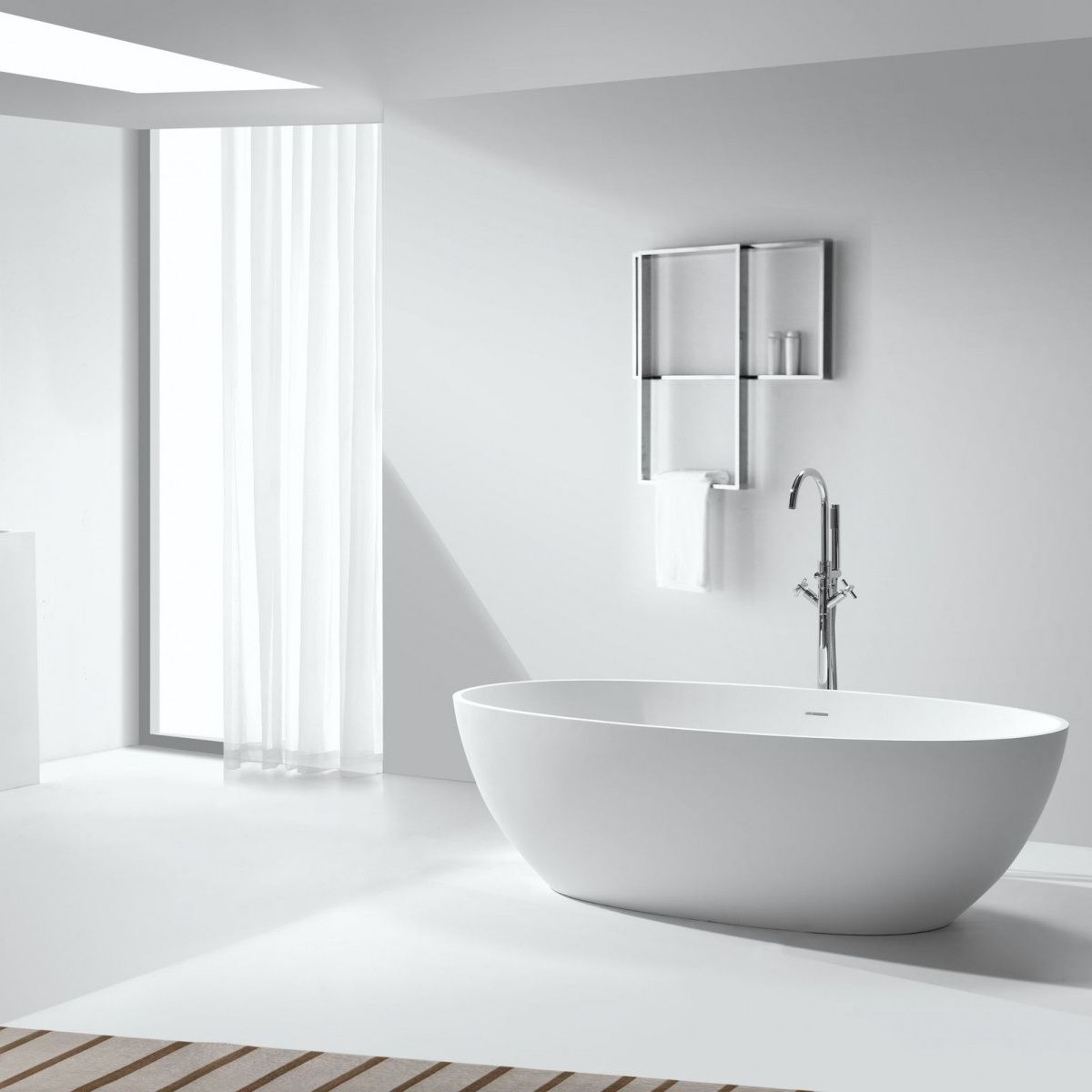 Badewanne Lulu, Coroian-Verbundstoff, Weiß, 170 oder 180 cm, Wärmedämmung, freistehend