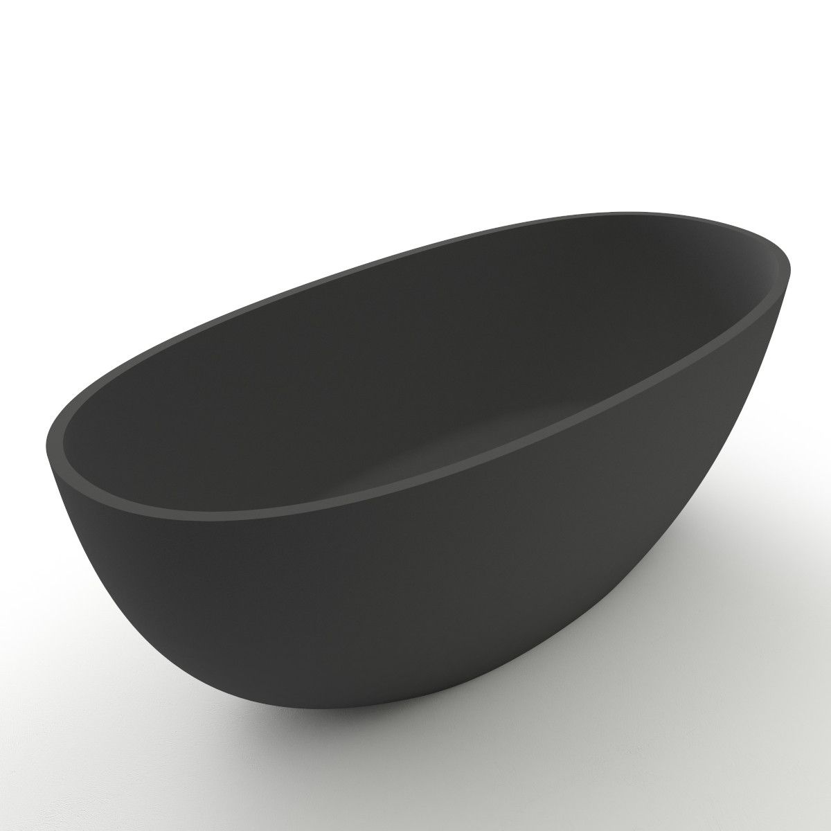 Badewanne Lulu, Coroian-Verbundstoff, Mattschwarz, 170 oder 180 cm, Wärmedämmung, freistehend