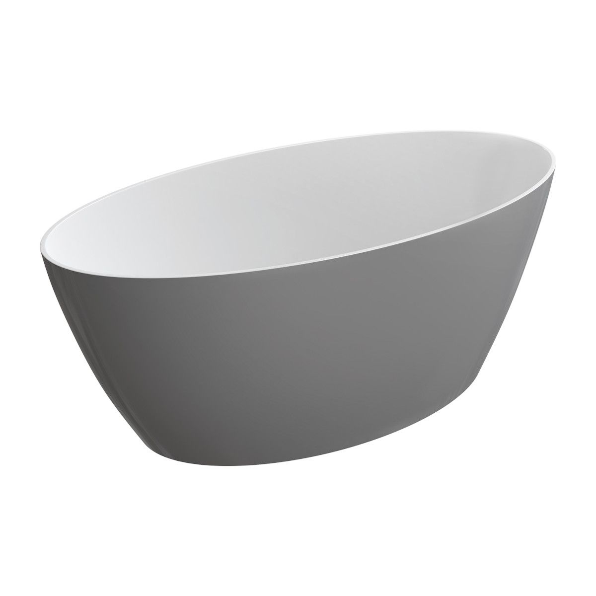 OMNIRES SIENA Badewanne, Roca Dolomit Verbundwerkstoff, Grau-Weiß, glänzend, 164x81 cm, wärmeisolierend, freistehend