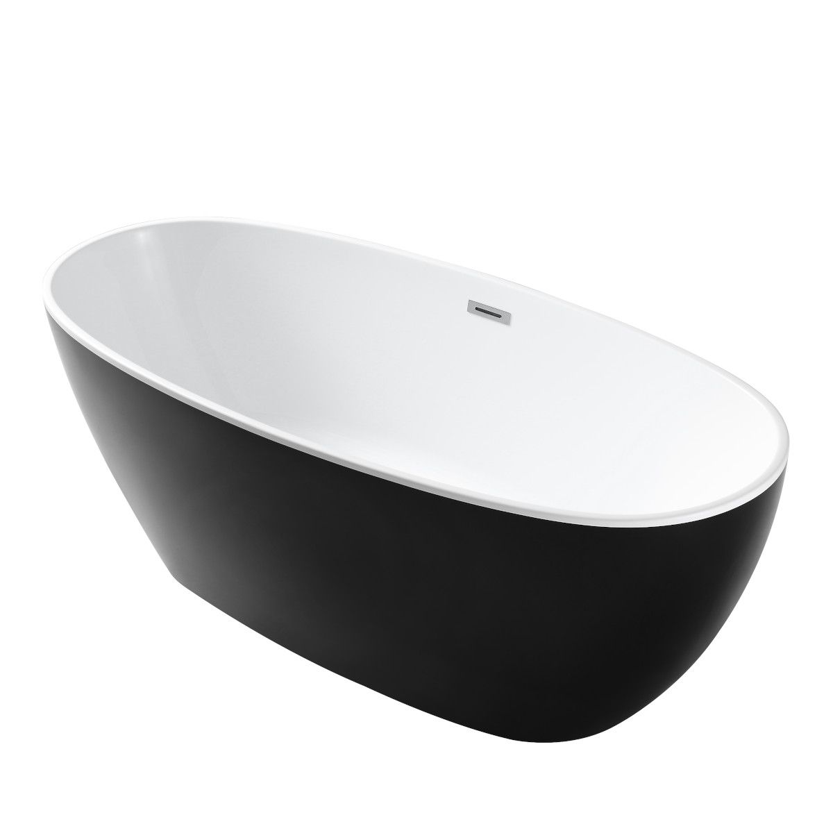 Badewanne Zinon, Sanitäracryl, glänzend Weiß innen, glänzend Schwarz außen, 160 oder 170 cm, Wärmedämmung, freistehend
