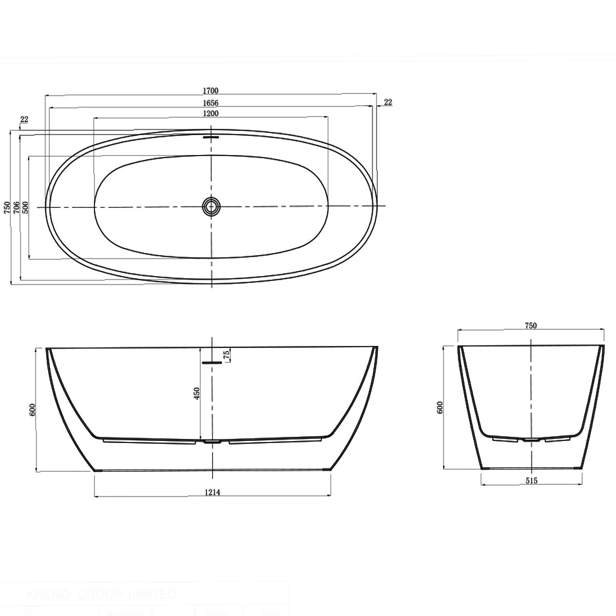 Badewanne Zinon, Sanitäracryl, glänzend Weiß innen, glänzend Schwarz außen, 160 oder 170 cm, Wärmedämmung, freistehend