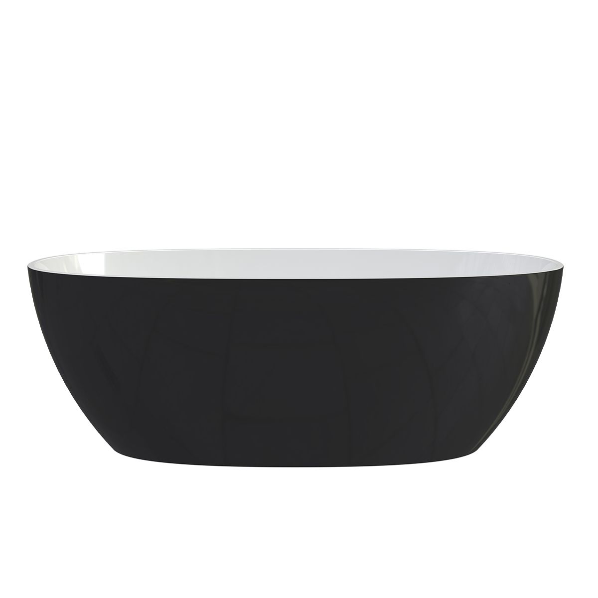 Badewanne Zinon, Sanitäracryl, glänzend Weiß innen, glänzend Schwarz außen, 160 oder 170 cm, Wärmedämmung, freistehend