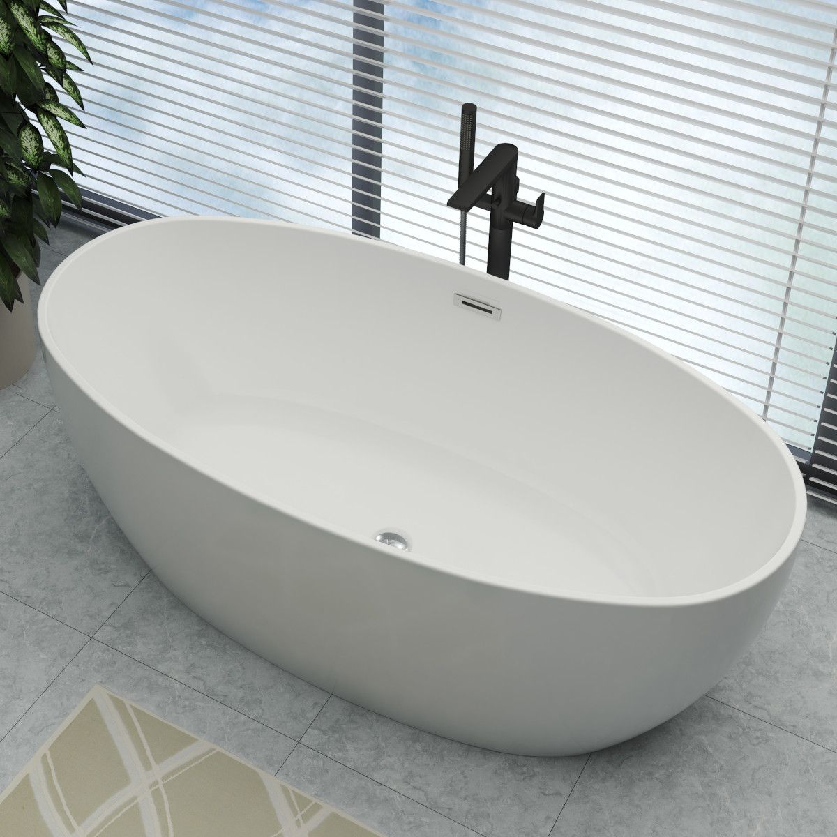 Badewanne Zinon, Sanitäracryl, glänzend Weiß, 150, 160, 170 cm, Wärmedämmung, freistehend