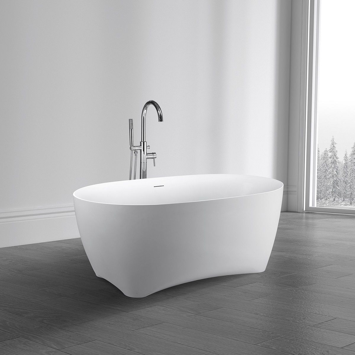 Freistehende Badewanne EGO Haiti, 170x78 cm, Sanitäracryl, glänzend Weiß, minimalistisches Design