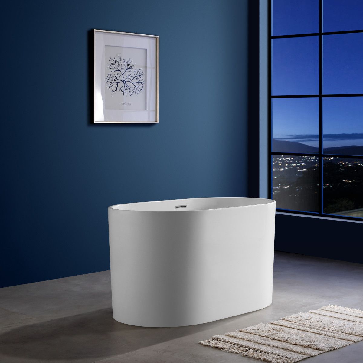 Japanische Badewanne, Sanitäracryl, glänzend Weiß, 130x70 cm, Wärmedämmung, freistehend, Tokyo