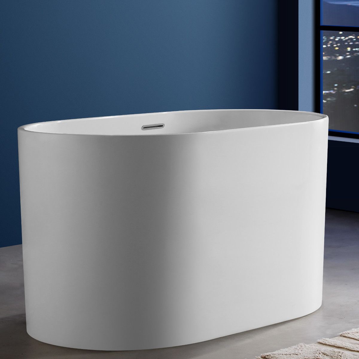 Japanische Badewanne, Sanitäracryl, glänzend Weiß, 130x70 cm, Wärmedämmung, freistehend, Tokyo