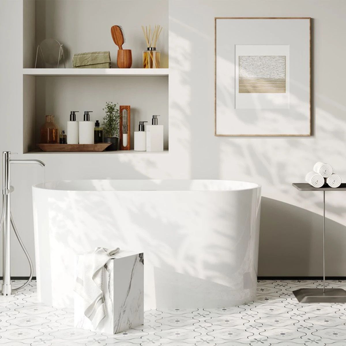 Japanische Badewanne, B-Ware, Sanitäracryl, Glänzend Weiß, 130x70 cm, Wärmeisolierung, Freistehend, Tokyo