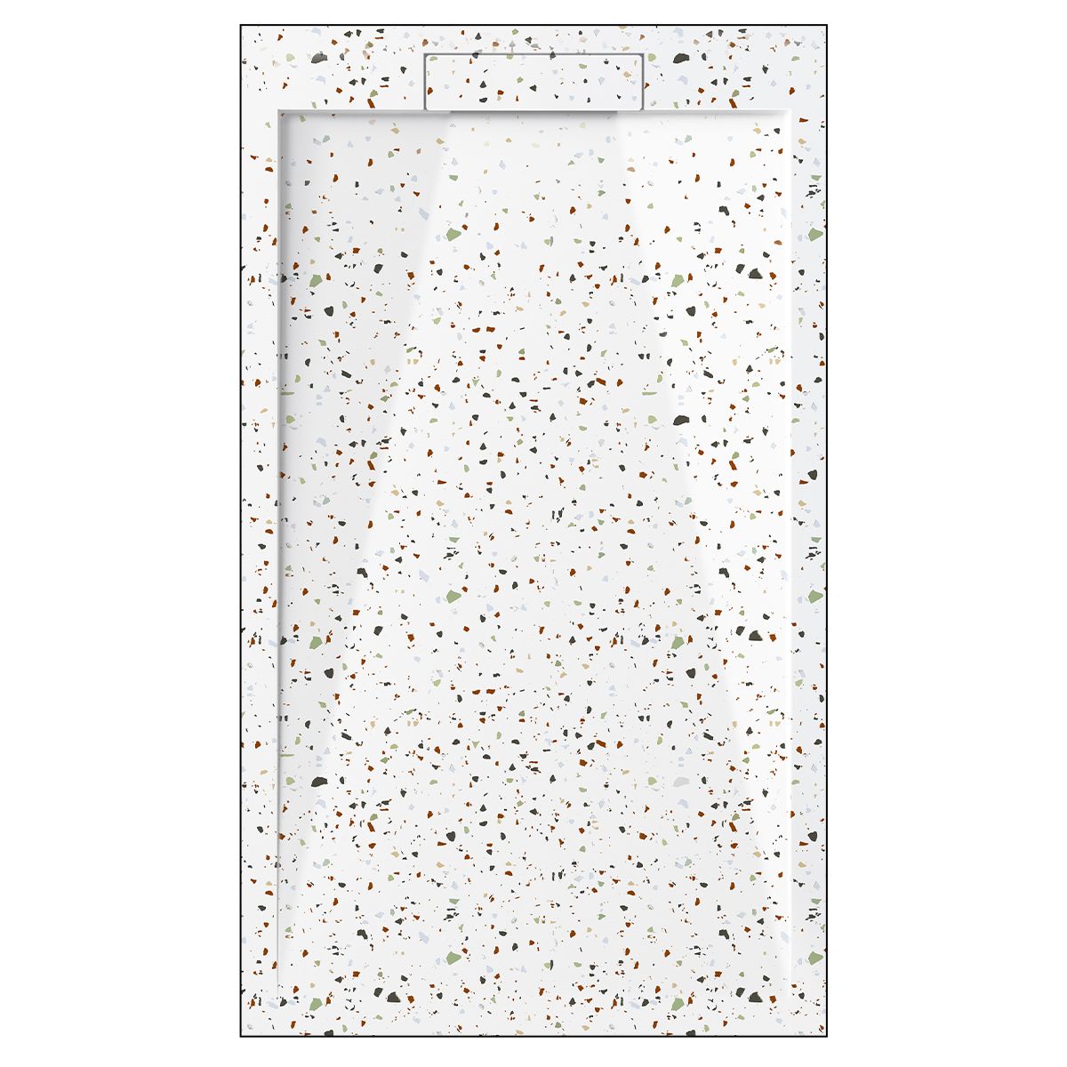 Duschwanne, Weiß, Terrazzo Finish, Mineralkomposit, Höhe 2,5 cm, Maße 100-120x80-90 cm, zuschneidbar, Antonio