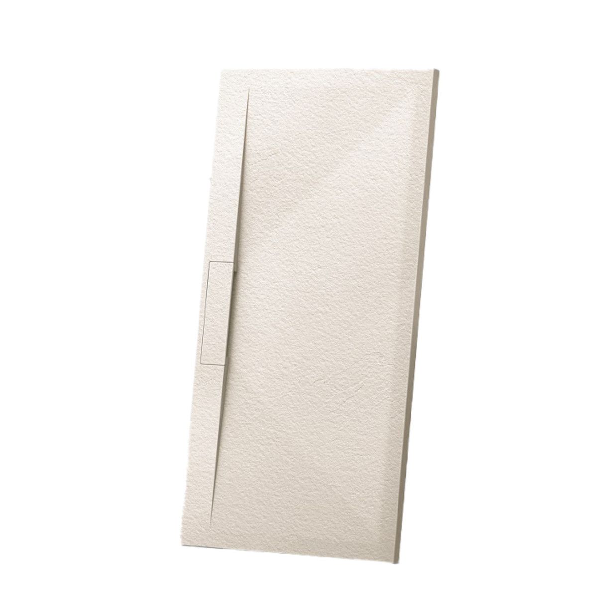 Duschwanne, Mineralkomposit, 100,120 x 80 cm, Höhe 2,5 cm, verdeckter Ablauf, zuschneidbar, Creme, Santiago