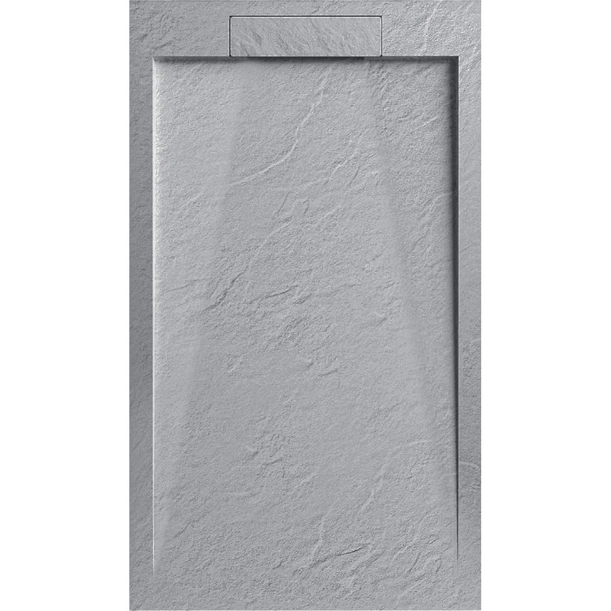 Duschwanne, Mineralkomposit, Maße 100-160x70-90 cm, Höhe 2,5 cm, verdeckter Ablauf, zuschneidbar, Zementgrau, Antonio