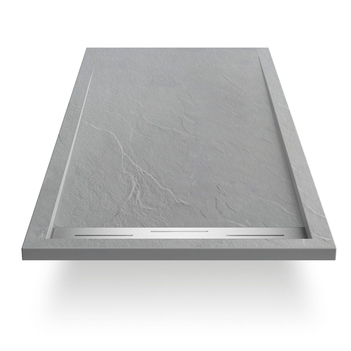 Duschwanne, Mineralkomposit, Maße 120x90 cm, Höhe 2,8 cm, zuschneidbar, Zementgrau, Gonzalo