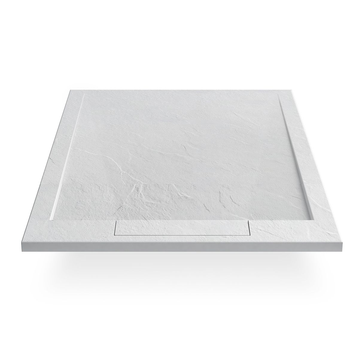 Duschwanne, Mineralkomposit, Maße 70-90 x 80-160 cm, Höhe 2,5 cm, verdeckter Ablauf, zuschneidbar, Weiß, Antonio