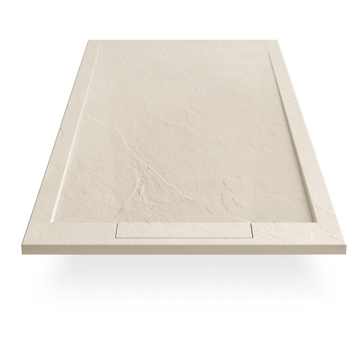 Duschwanne, Mineralkomposit, Maße 70-90 x 80-160 cm, Höhe 2,5 cm, verdeckter Ablauf, zuschneidbar, Creme, Antonio
