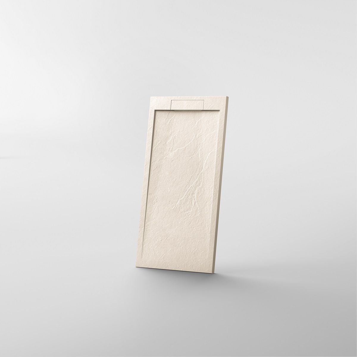 Duschwanne, Mineralkomposit, Maße 70-90 x 80-160 cm, Höhe 2,5 cm, verdeckter Ablauf, zuschneidbar, Creme, Antonio