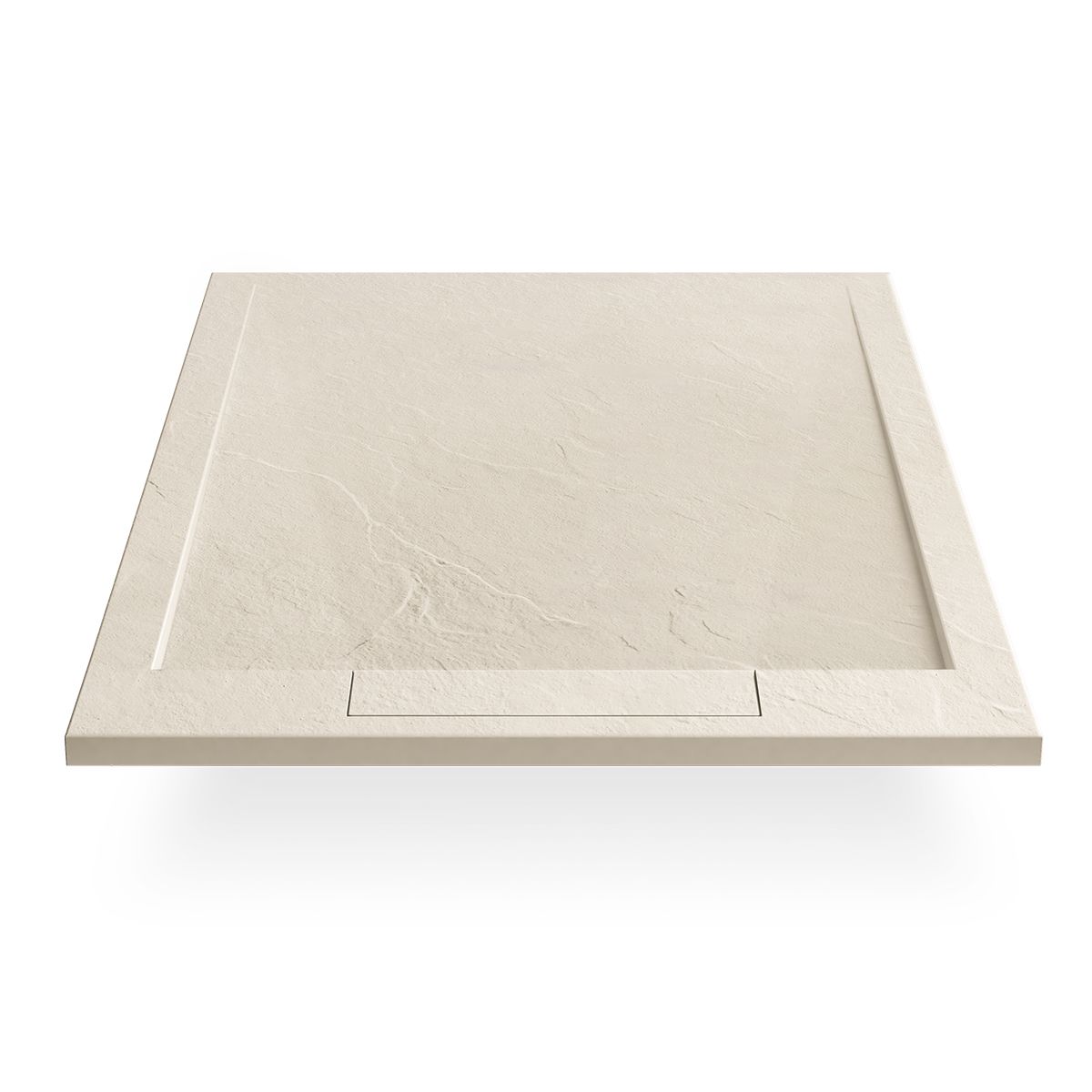 Duschwanne, Mineralkomposit, Maße 70-90 x 80-160 cm, Höhe 2,5 cm, verdeckter Ablauf, zuschneidbar, Creme, Antonio