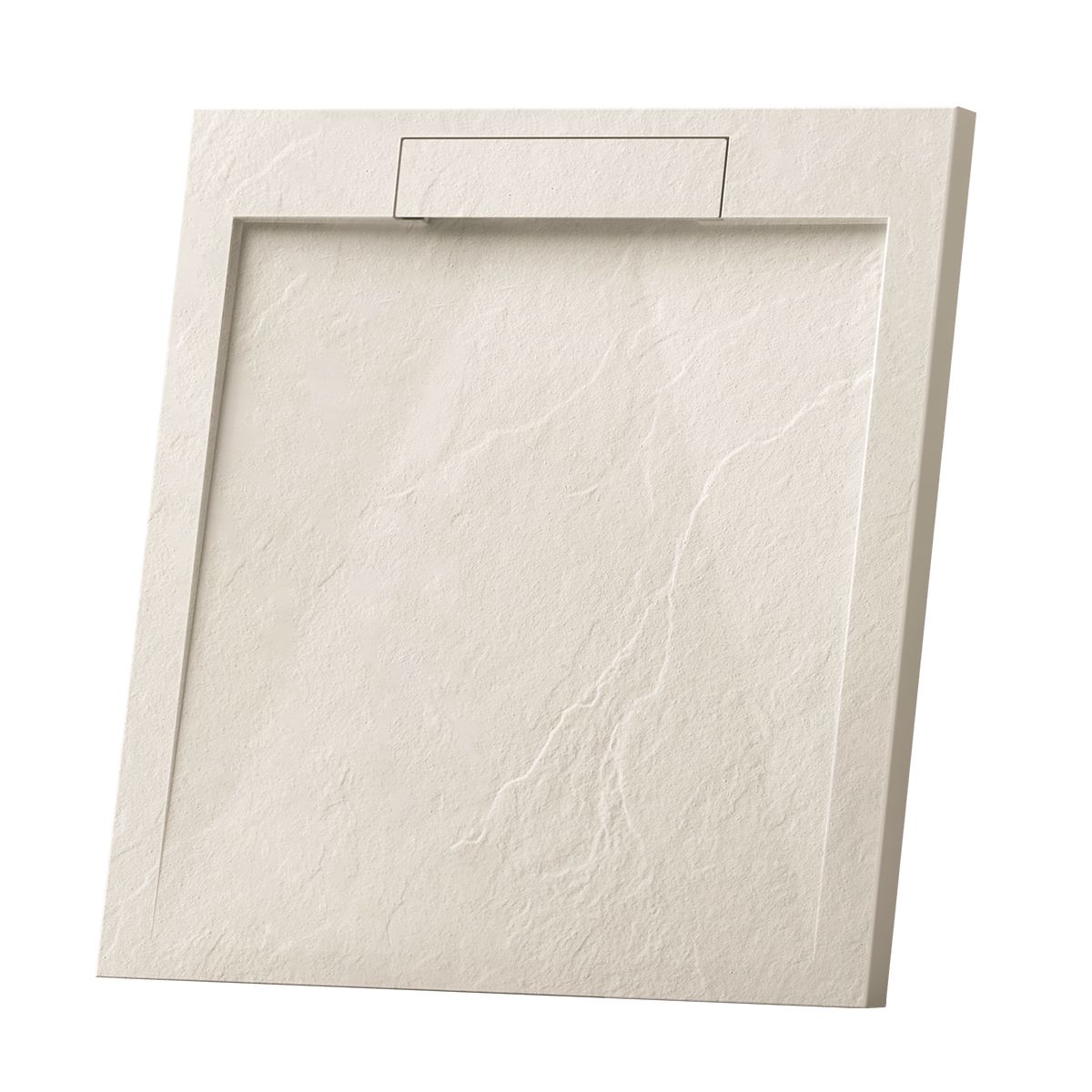 Duschwanne, Mineralkomposit, Maße 70-90 x 80-160 cm, Höhe 2,5 cm, verdeckter Ablauf, zuschneidbar, Creme, Antonio