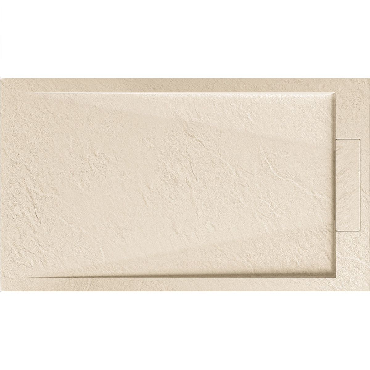 Duschwanne, Mineralkomposit, Maße 70-90 x 80-160 cm, Höhe 2,5 cm, verdeckter Ablauf, zuschneidbar, Creme, Antonio