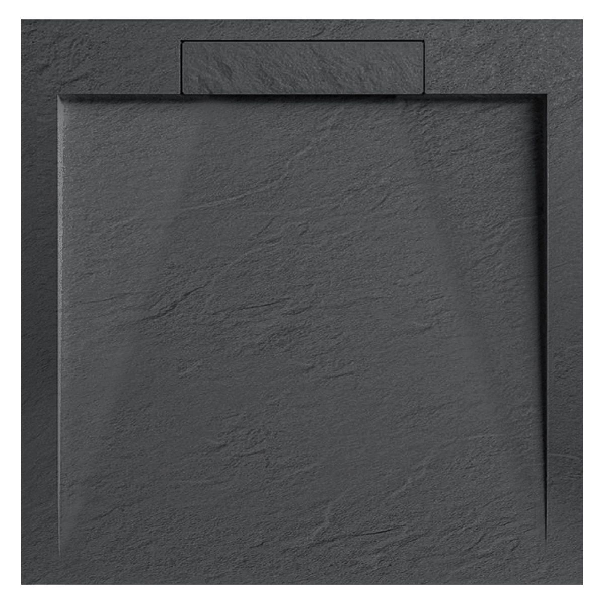 Duschwanne, Mineralkomposit, Maße 70-90 x 80-160, Höhe 2,5 cm, verdeckter Ablauf, zuschneidbar, Anthrazit, Antonio