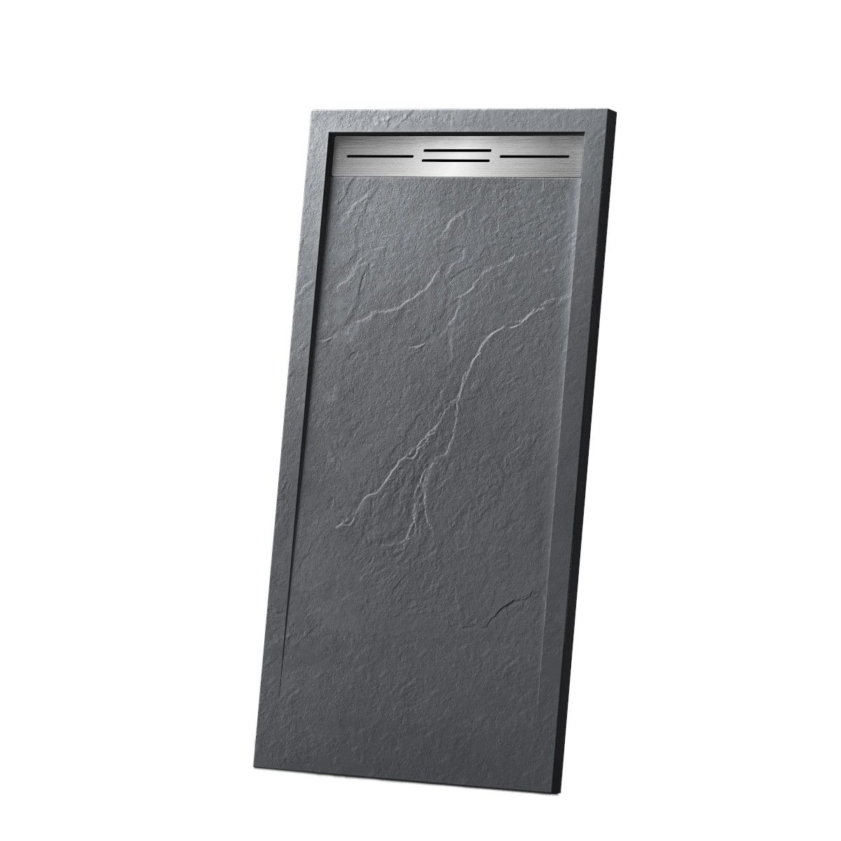 Duschwanne, Mineralkomposit, Maße 90-100x120-160 cm, Höhe 2,8 cm, zuschneidbar, Anthrazit, Gonzalo