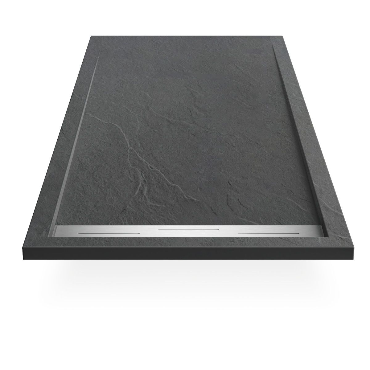 Duschwanne, Mineralkomposit, Maße 90-100x120-160 cm, Höhe 2,8 cm, zuschneidbar, Anthrazit, Gonzalo