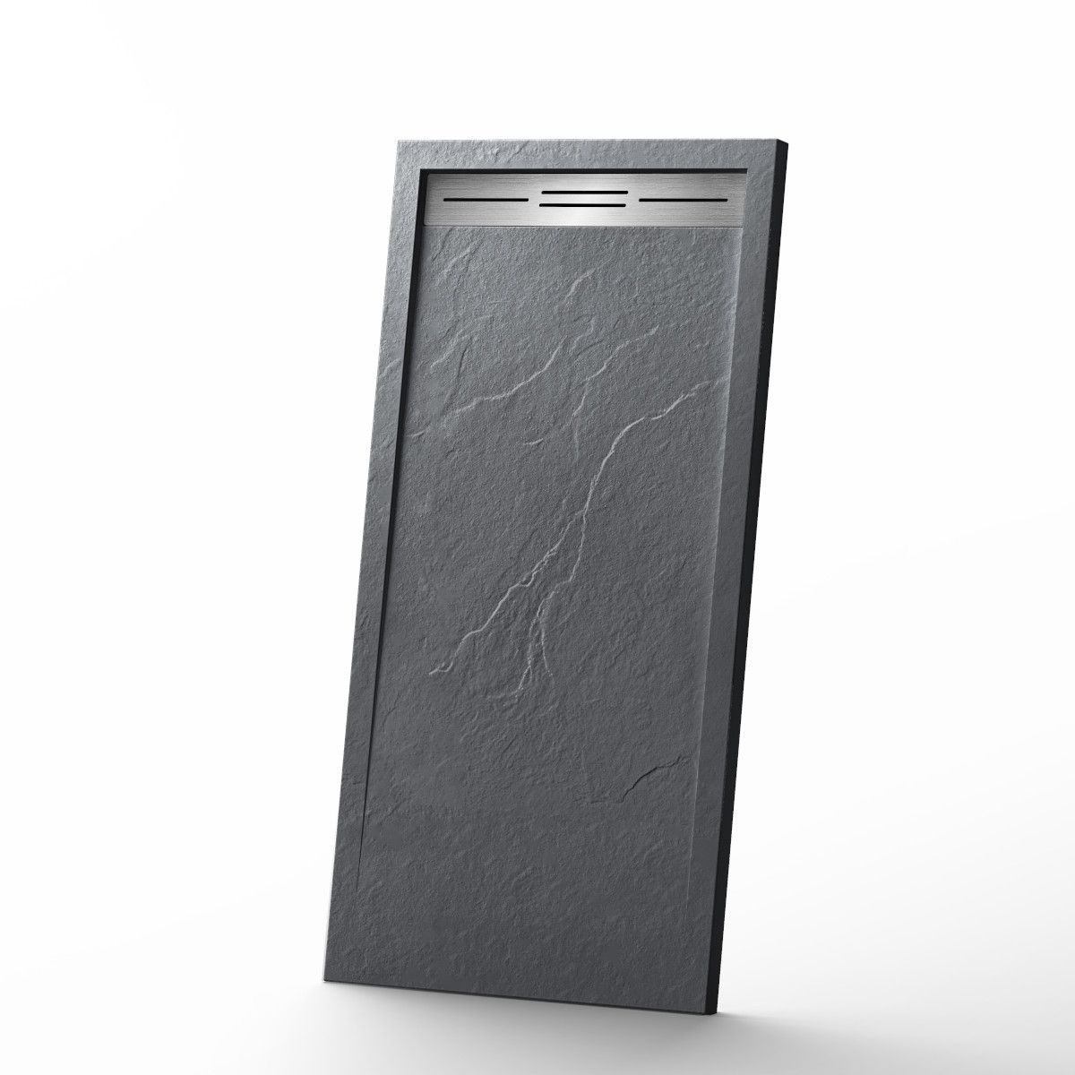 Duschwanne, Mineralkomposit, Maße 90-100x120-160 cm, Höhe 2,8 cm, zuschneidbar, Anthrazit, Gonzalo
