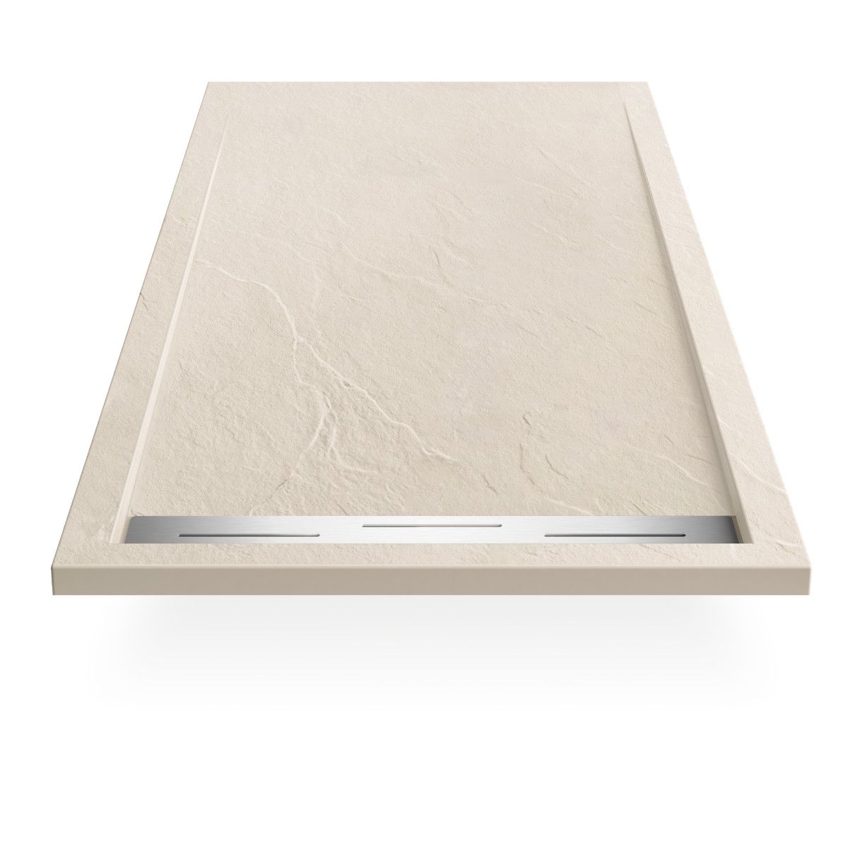 Duschwanne, Mineralkomposit, Maße 90-100x120-160 cm, Höhe 2,8 cm, zuschneidbar, Creme, Gonzalo