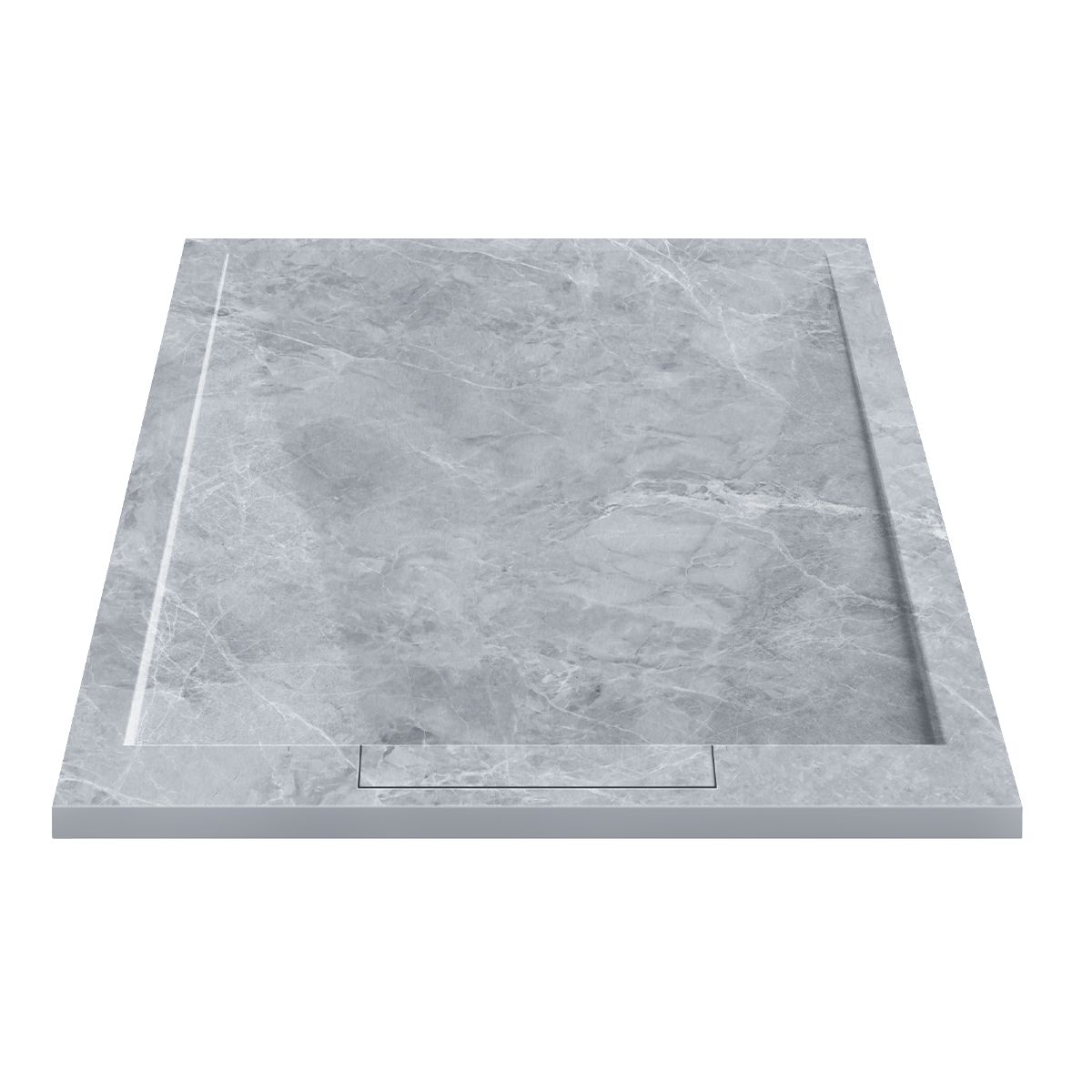 Duschwanne, Grau Pietra, matte Marmor-Oberfläche, Mineralkomposit, Maße 100-160x80-90 cm, zuschneidbar, Antonio