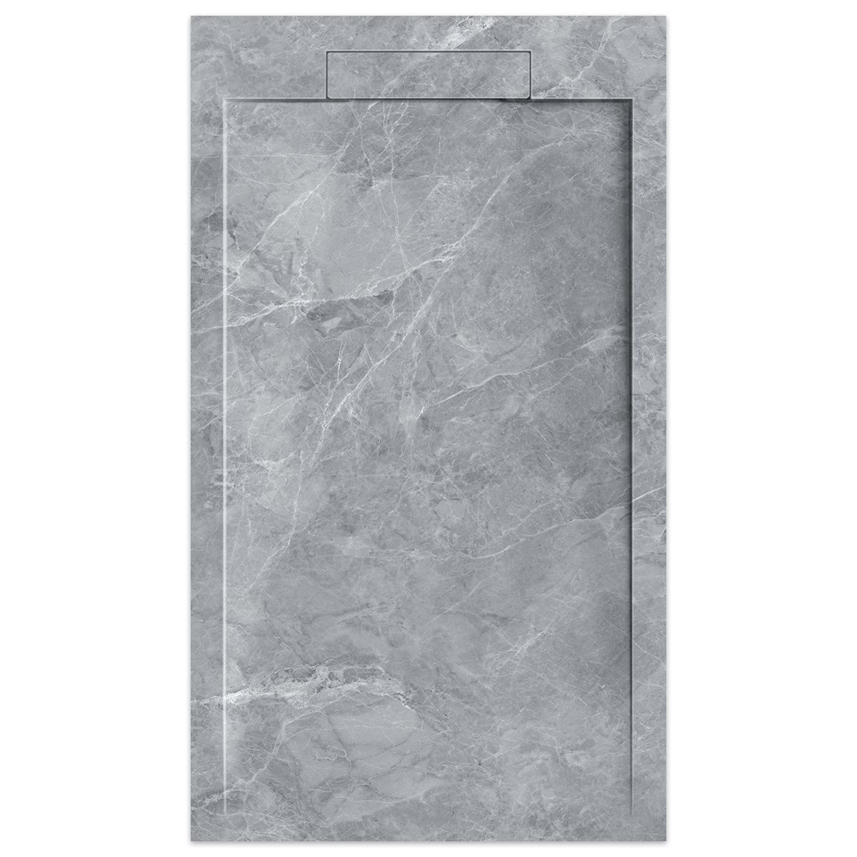 Duschwanne, Grau Pietra, matte Marmor-Oberfläche, Mineralkomposit, Maße 100-160x80-90 cm, zuschneidbar, Antonio
