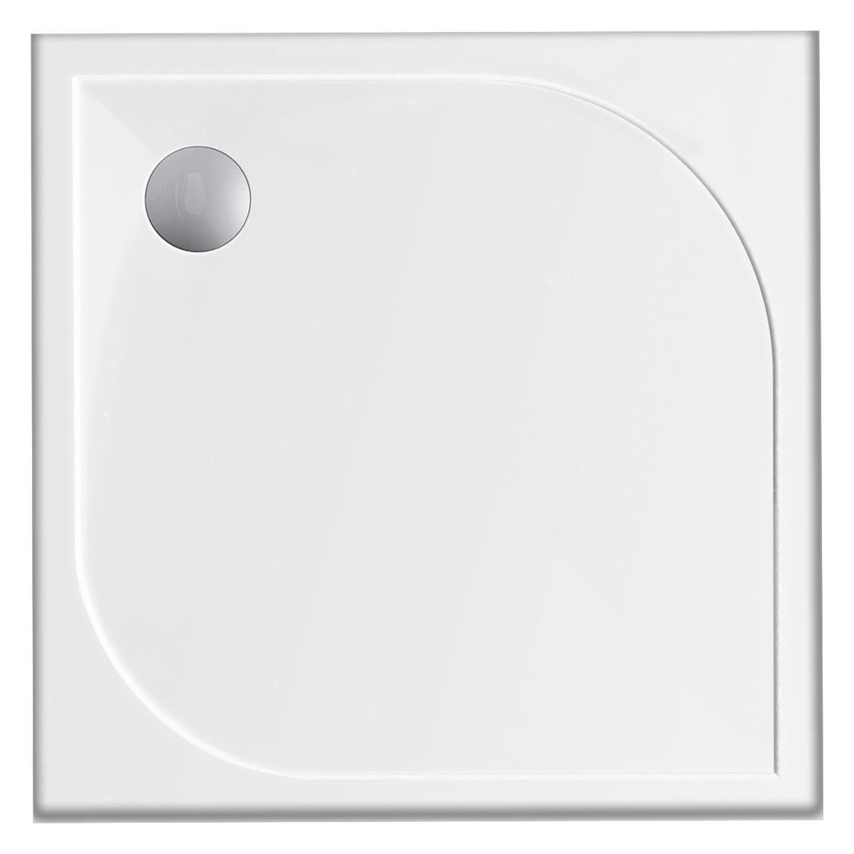 Duschwanne, quadratisch, glänzend Weiß, Mineralkomposit, Höhe 2,5 cm, 80x80-90x90 cm, Fresca
