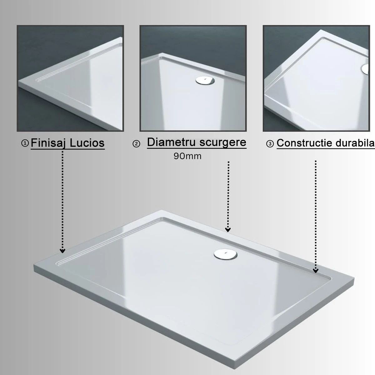 Duschwanne rechteckig slim, B-Ware, 4 cm Höhe, Größe 90 x 120 cm, Sanitäracryl, FARO