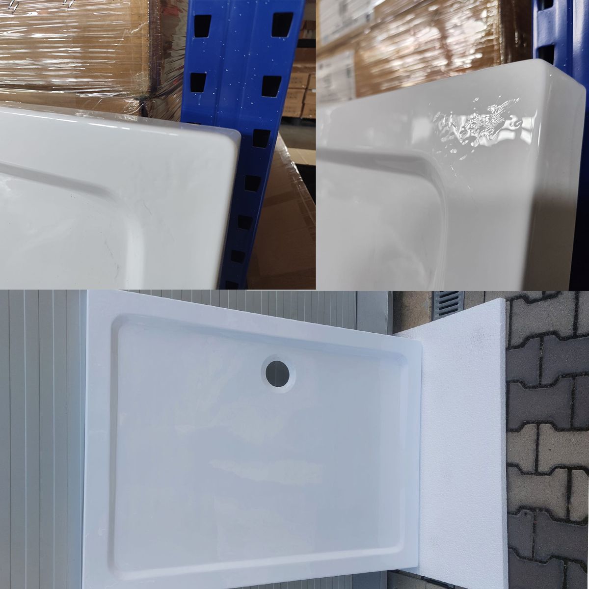 Duschwanne rechteckig slim, B-Ware, 4 cm Höhe, Größe 90 x 120 cm, Sanitäracryl, FARO