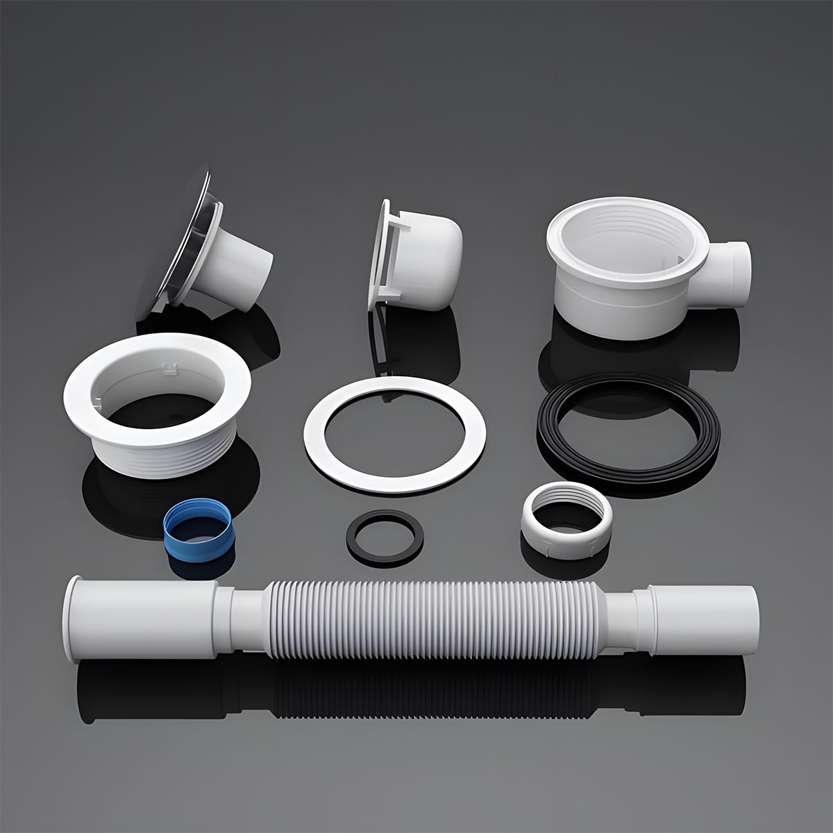 Rechteckige Slim-Duschwanne, inkl. Siphon, 4 cm Höhe, Größen von 80-90x100-160 cm, Sanitäracryl, EGO-FARO