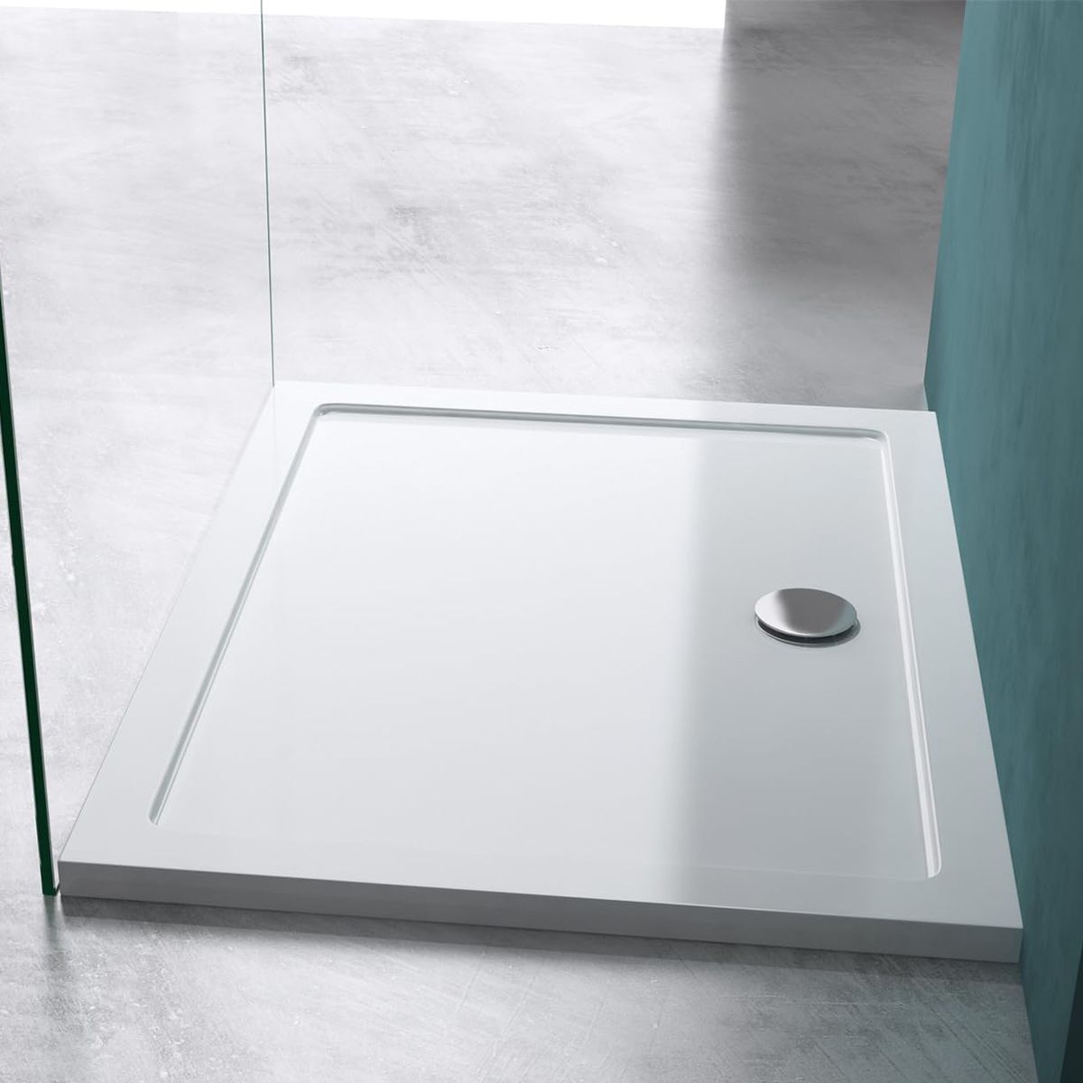 Rechteckige Slim-Duschwanne, inkl. Siphon, 4 cm Höhe, Größen von 80-90x100-160 cm, Sanitäracryl, EGO-FARO