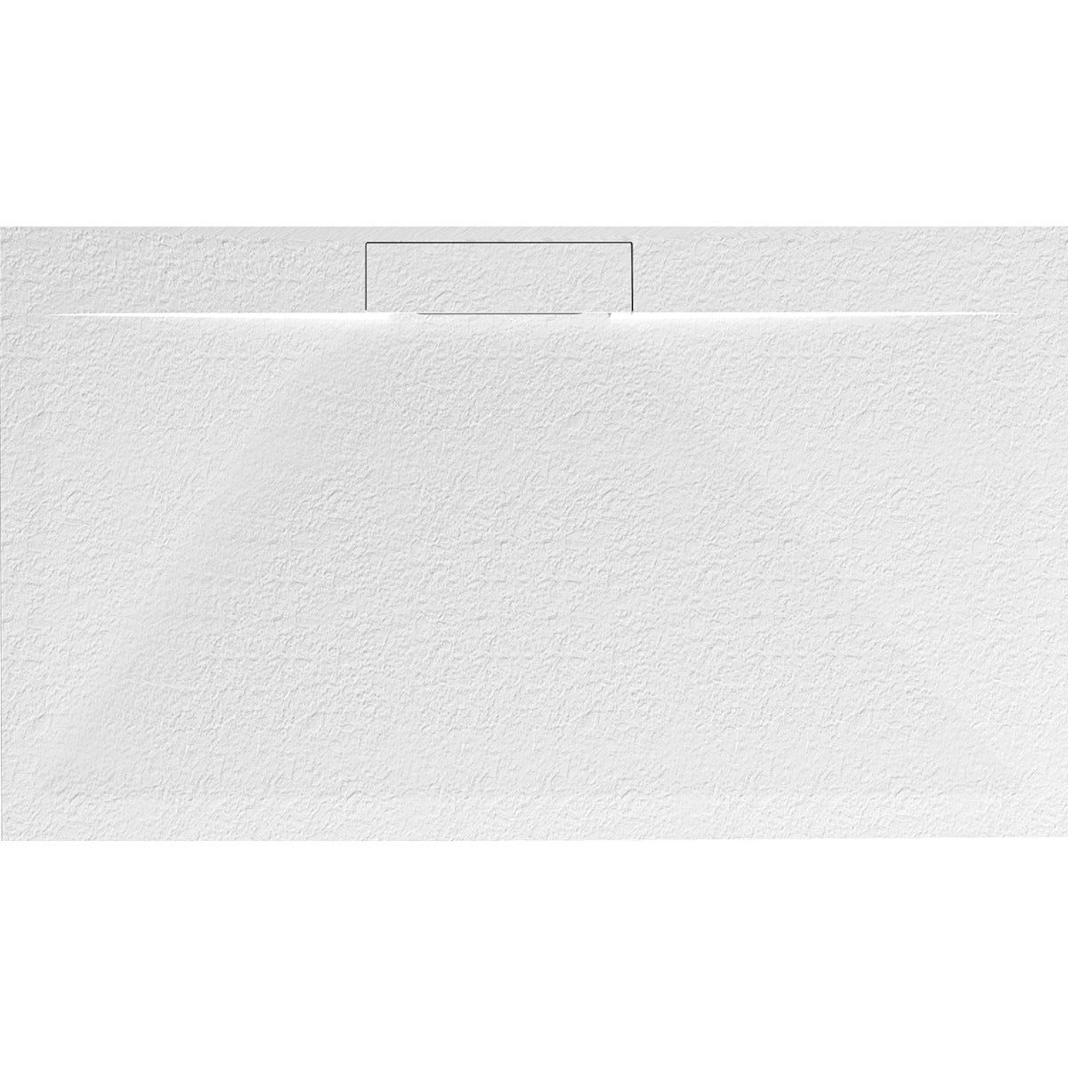 Duschwanne, Mineralkomposit, 100-120 x 80 cm, Höhe 2,5 cm, verdeckter Ablauf, zuschneidbar, Weiß, Santiago