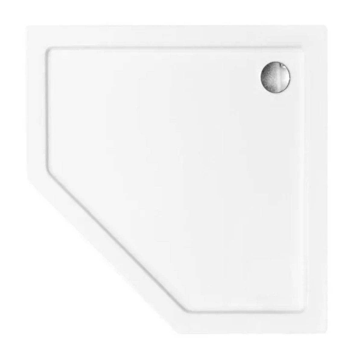 Duschwanne Diamond, weiß, fünfeckig, 90x90 cm, Höhe 5 cm, reines Sanitäracryl