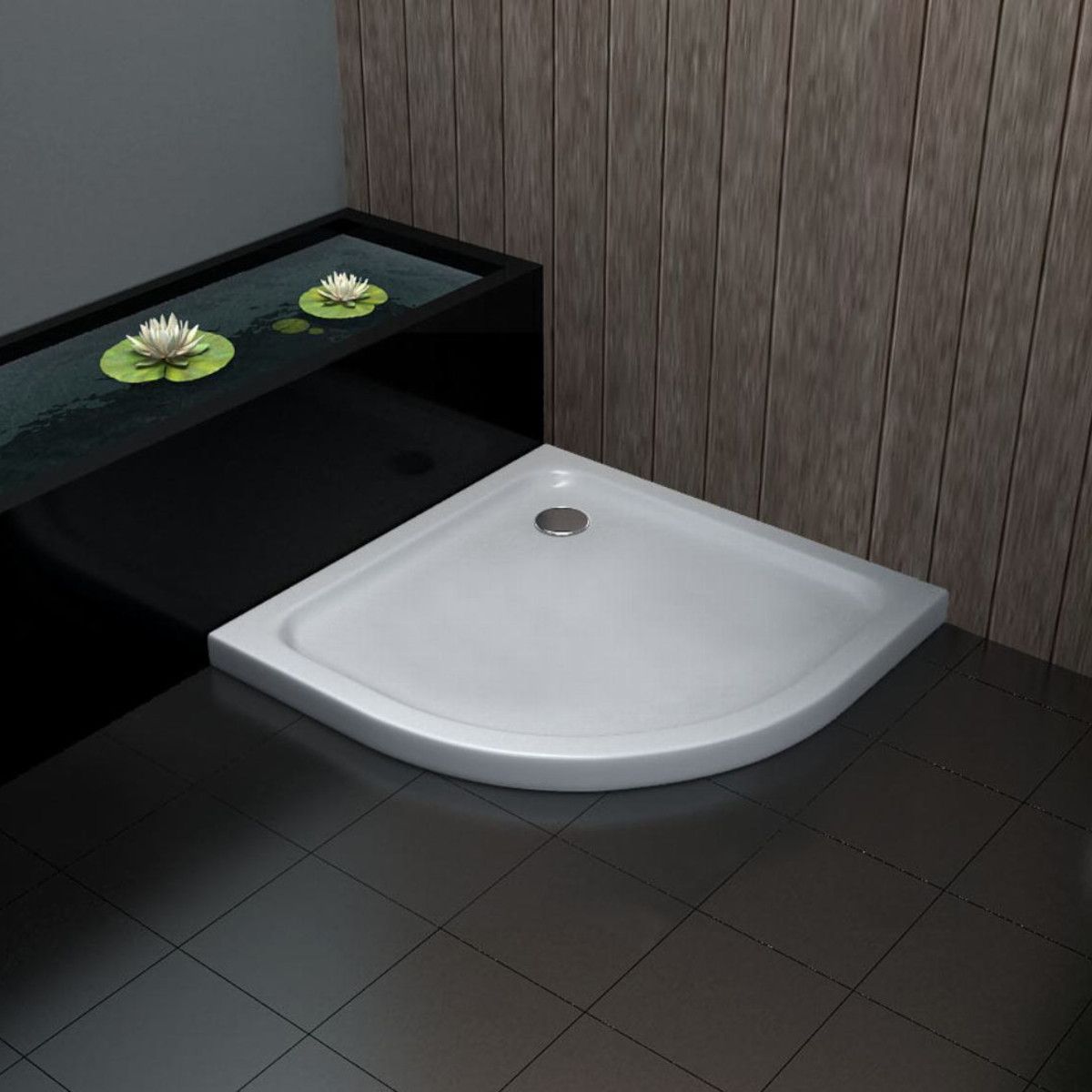Duschwanne Ego Charles, Hochglanz-Weiß, halbrund, 90x90 cm, Sanitäracryl
