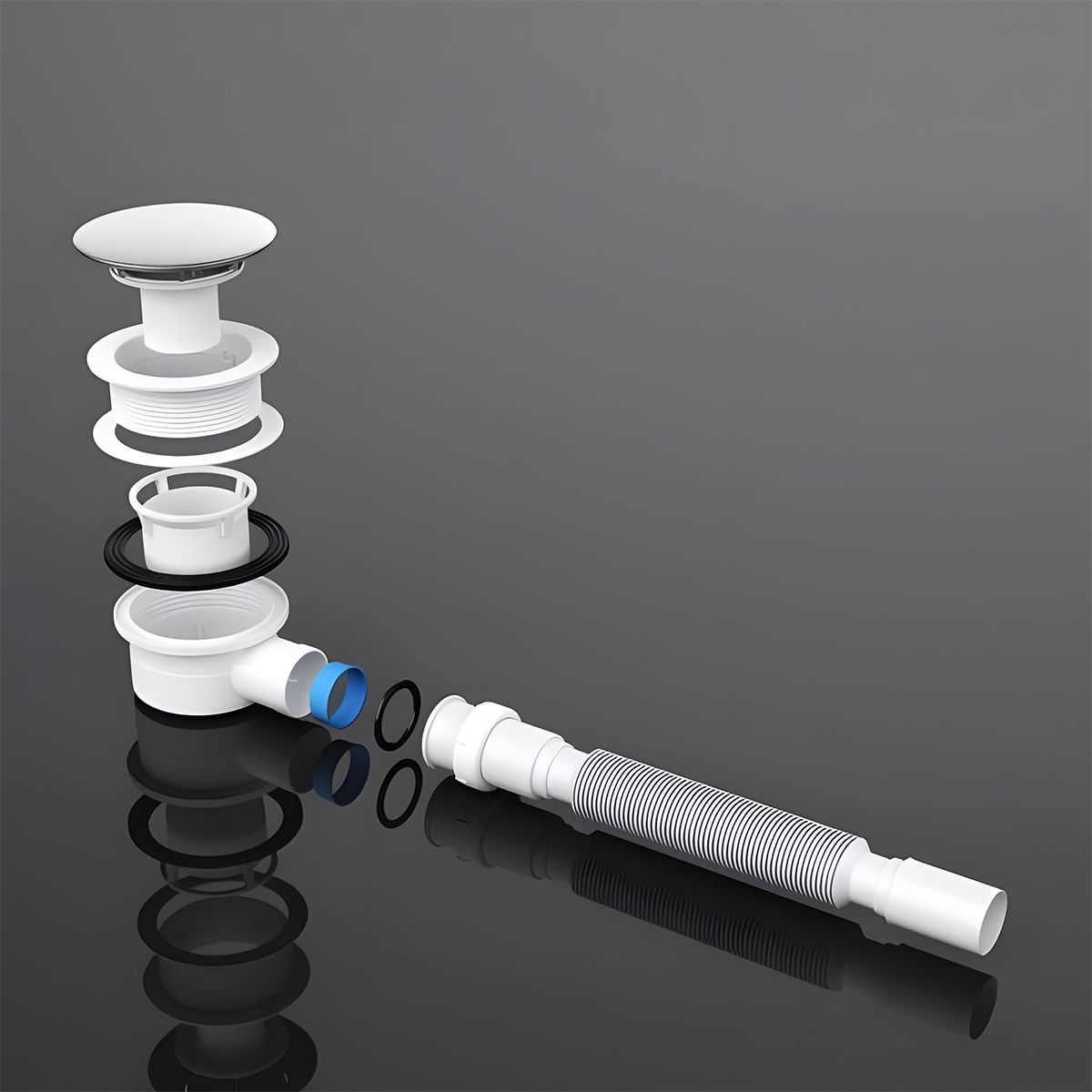 Duschwanne Faro, Weiß, Fünfeckig, inkl. Siphon, 90x90 cm, Höhe 4 cm, reines Sanitäracryl
