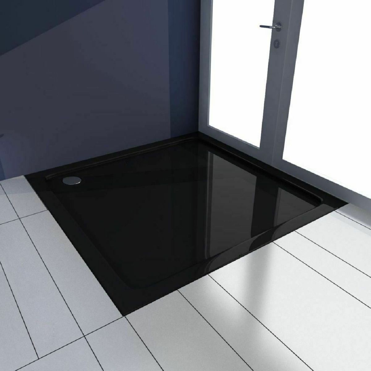 REA-Savoy Duschwanne Schwarz, reines Sanitäracryl mit glatter Oberfläche, flach, 6 cm Höhe