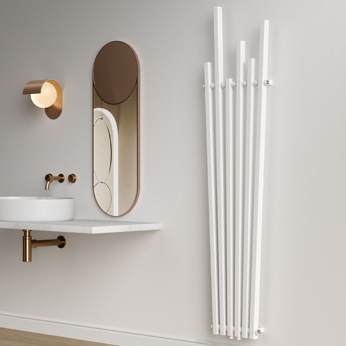 Heizkörper, Weiß, 180x42cm, 687 W, 6 Elemente, Stahl, Modernes Design, Enes