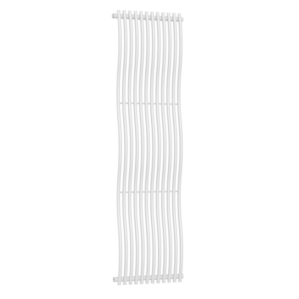 Dekorativer Heizkörper, gebogenes Design, 12 Elemente, Seitenanschluss, 180 x 50 cm, Weiß, Sora