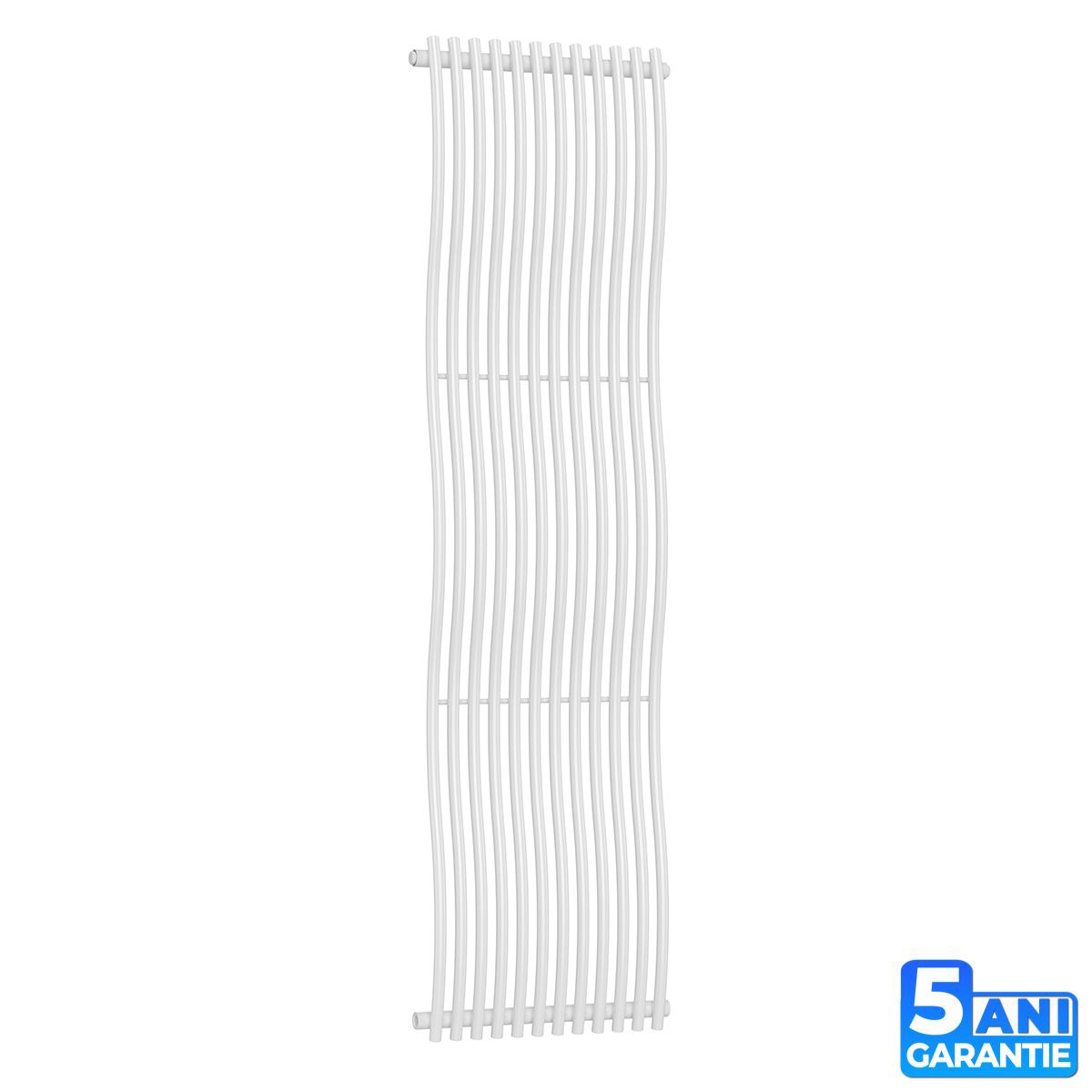 Dekorativer Heizkörper, gebogenes Design, 12 Elemente, Seitenanschluss, 180 x 50 cm, Weiß, Sora