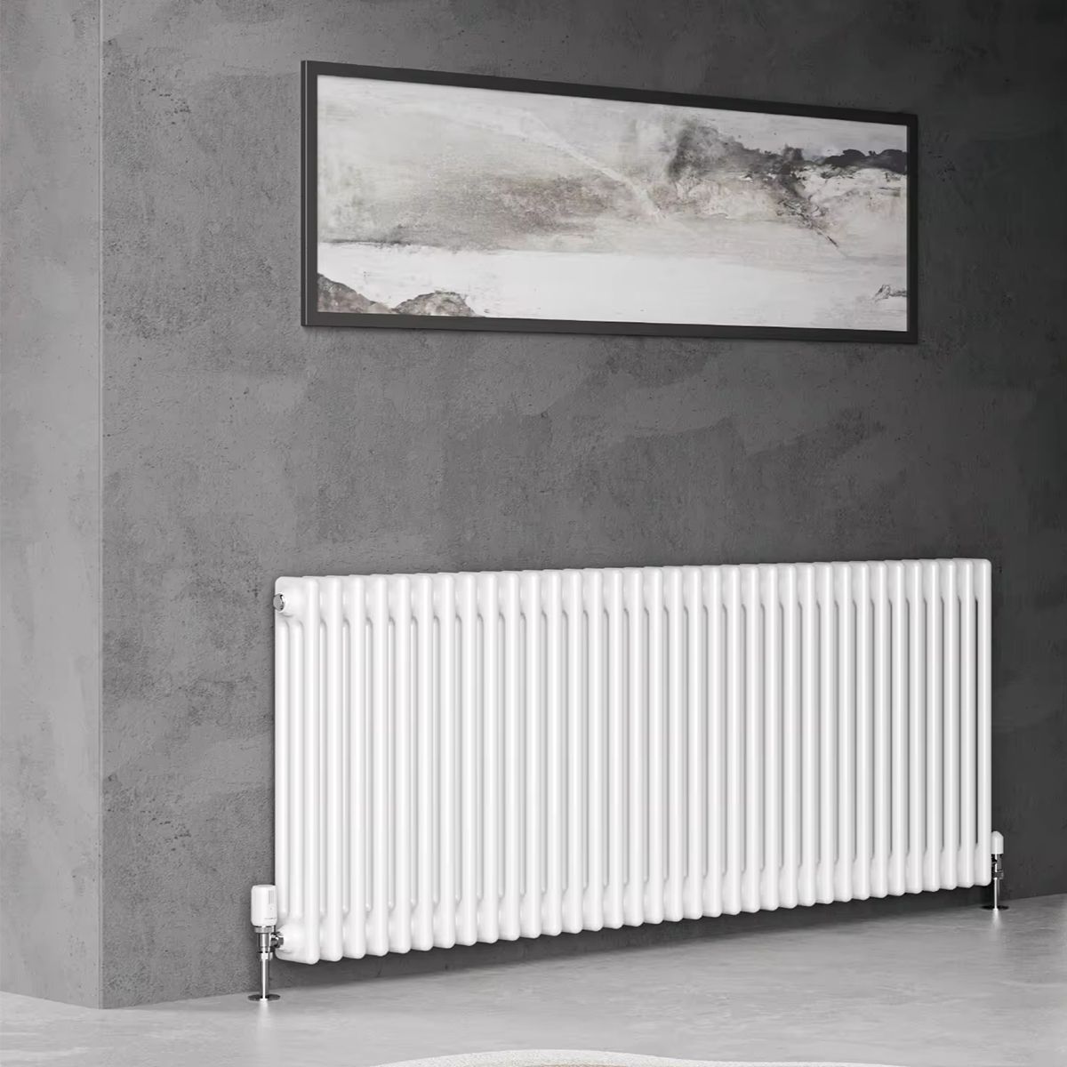 Horizontaler Stahlheizkörper, 119x60 cm, 26 Elemente, 1225 W, Weiß, Albion