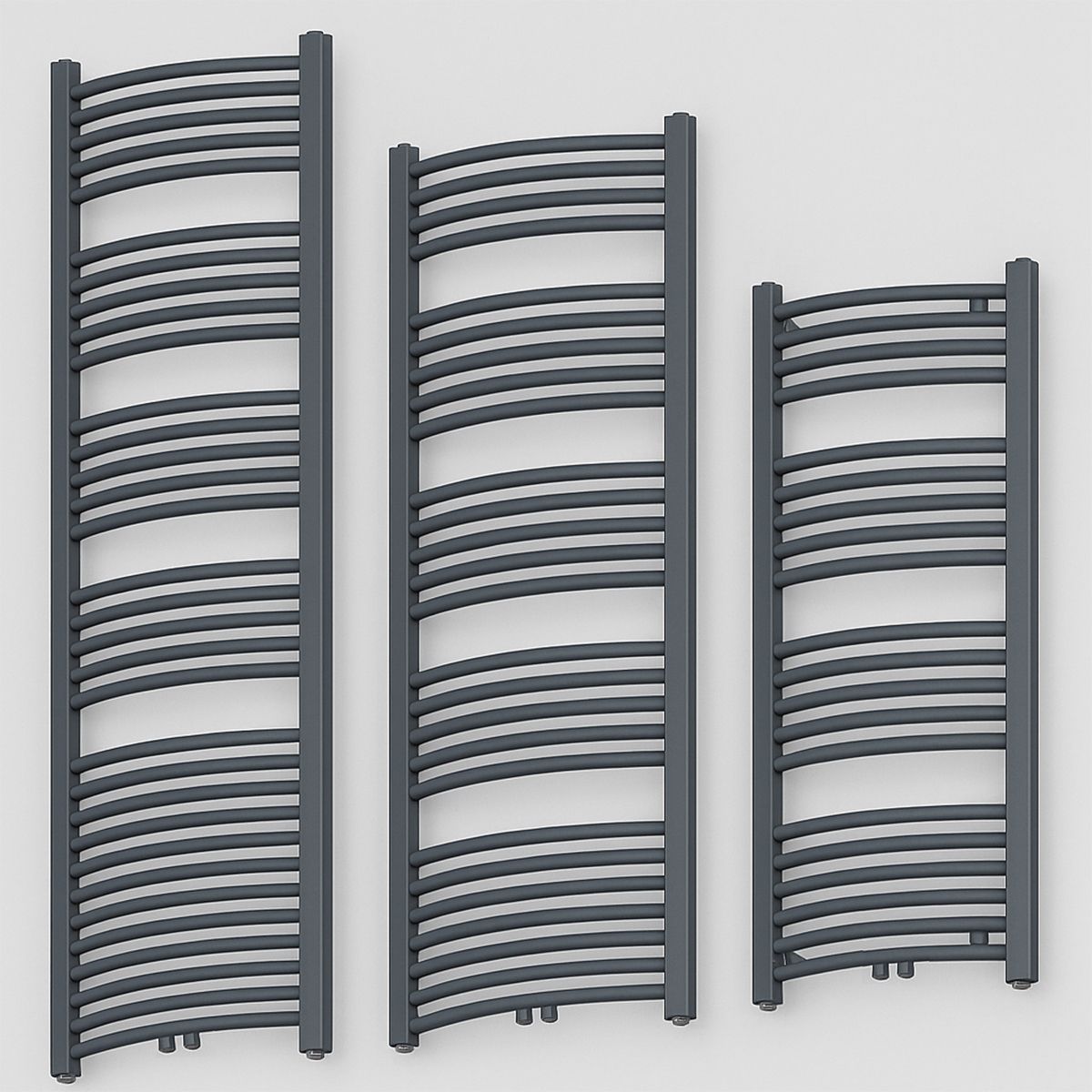 Heizkörper, Handtuchheizkörper aus Stahl, 120-150-180x50 cm, Anthrazit, Gebogenes Design, Terma